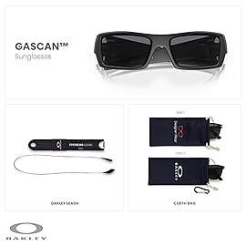 OAKLEY Gascan OO9014 11-192 61MM Sunglasses for Men, Matte Black/Grey with USA Icon + Bundle Accessory Leash Kit, Microfiber Pouch