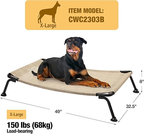 Miniatura 4 de Veehoo CWC2303A - Cama elevada curvada y refrescante para perros, marco negro, catre elevado para exteriores, cama para mascotas a prueba de