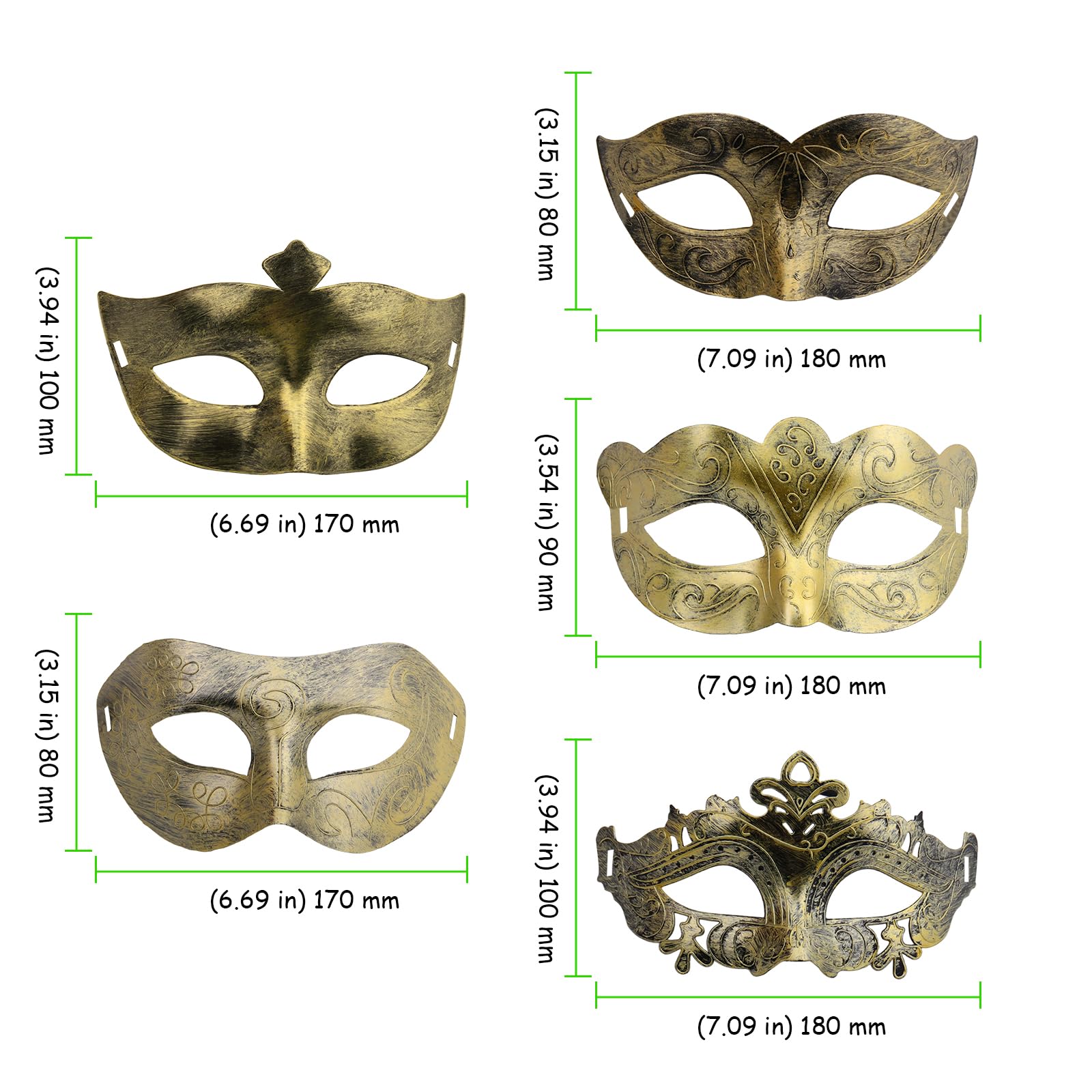 Juego de 50 máscaras venecianas para bailes de máscaras, máscara dorada para fiestas de Mardi Gras para hombres y mujeres, accesorios de decoración de disfraces de bar
