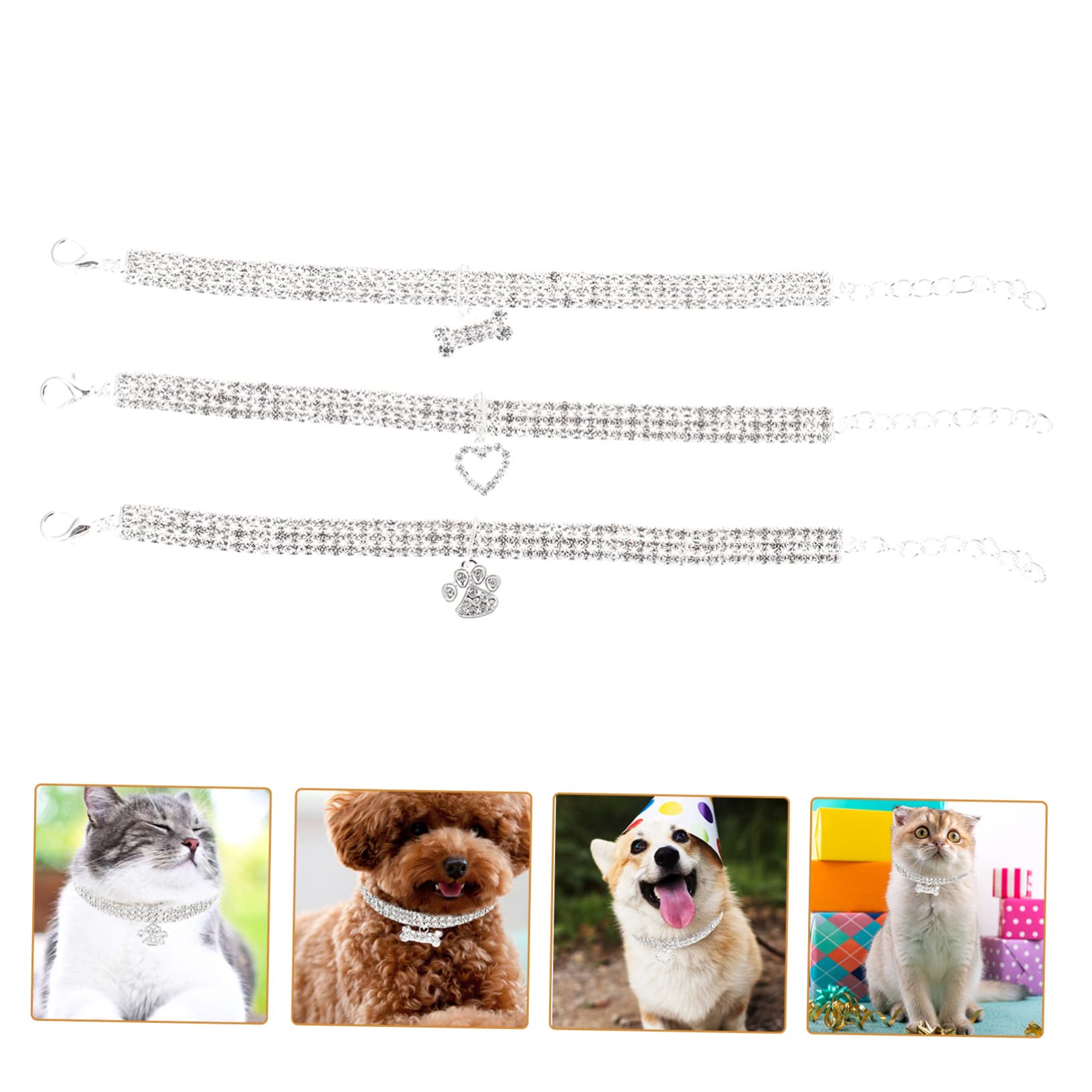 Sosoport 9 Pz collare per animali domestici gioielli per per cani collane d'argento gatto collana arredamento collare per cani fornitura di gatti elastico Accessori corda decorare