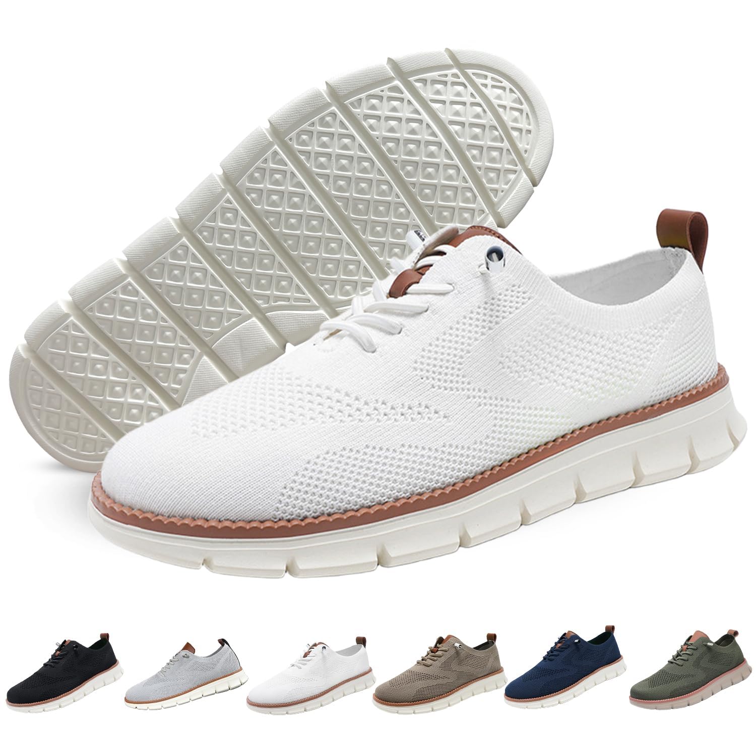 Men's Business Casual Shoes Breathable Loafers Lace-Up Lightweight Sneakers Walking Footwear Breeze Shoes Oxfords