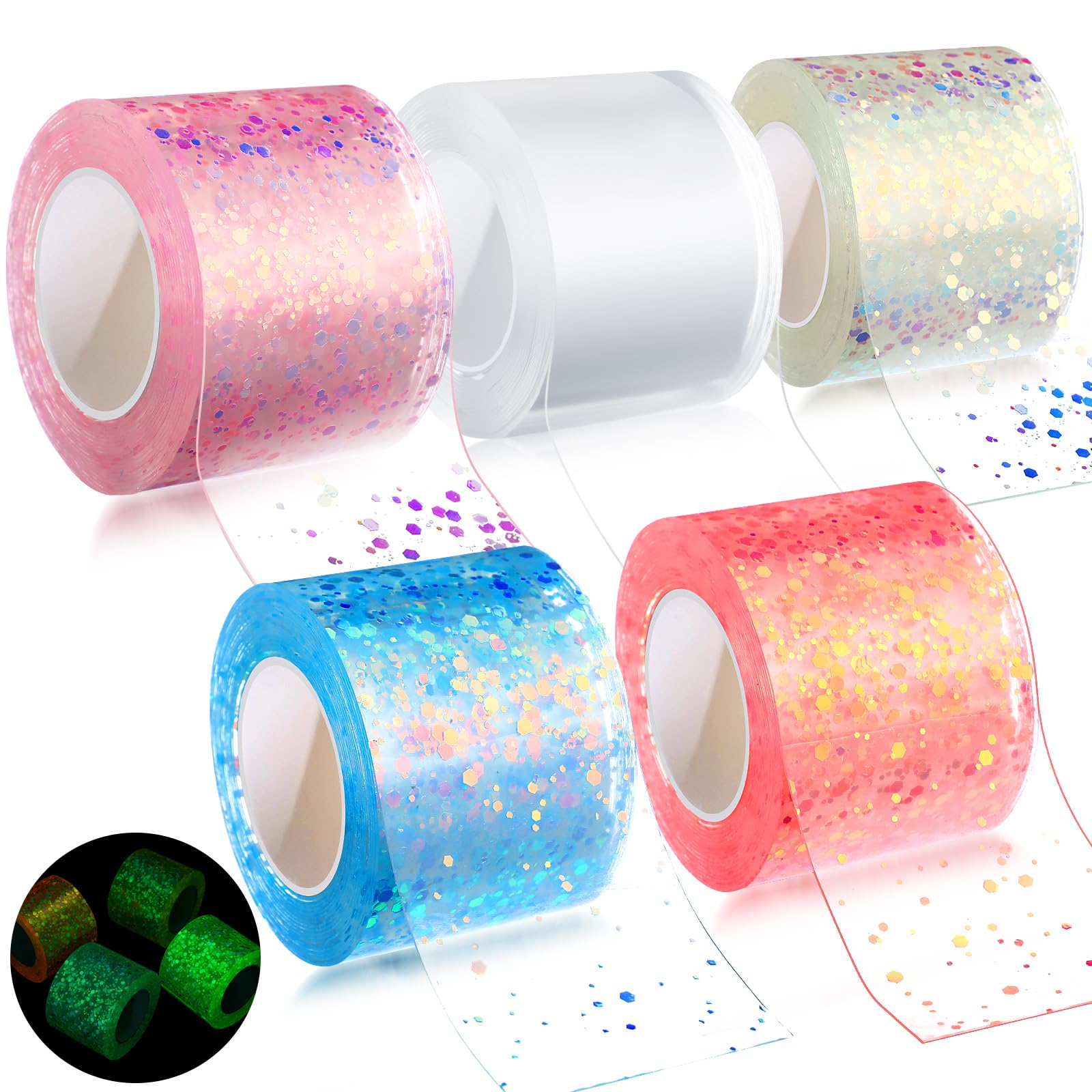 HyDren Kit di 5 nanocristalli con nastro adesivo fosforescente, non richiede riscaldamento, adatto per principianti e bambini, colla colorata a doppia faccia per fare bolle