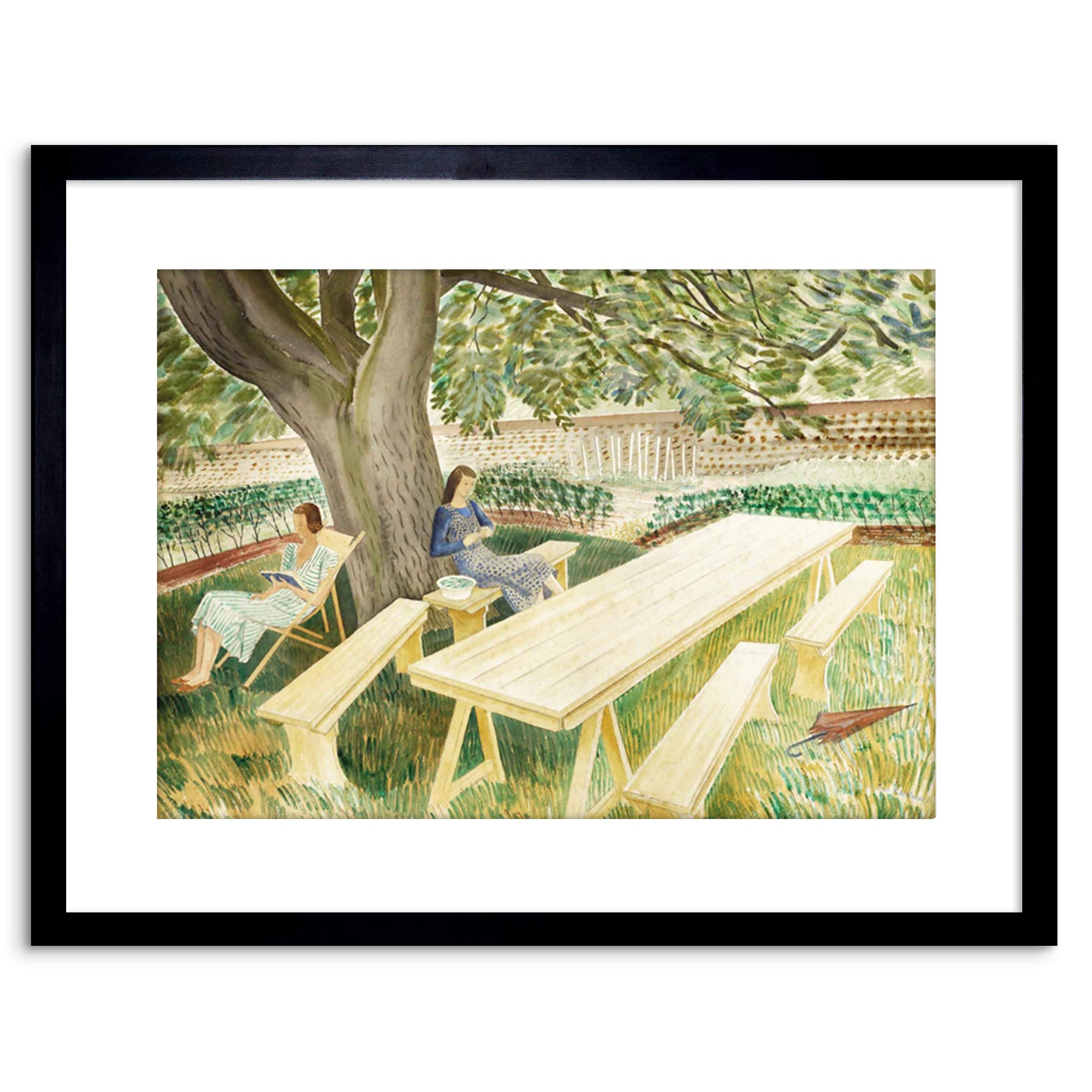 Wee Blue Coo Eric Ravilious Two Women In A Garden Framed Wall Art Print