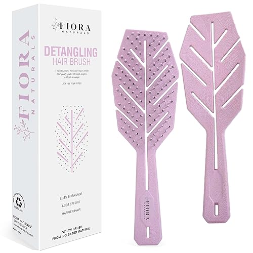 Vista 7 de Fiora Naturals Cepillo desenredante para el cabello para mujer, cepillo desenredante con cerdas suaves flexibles, se desliza suavemente a través