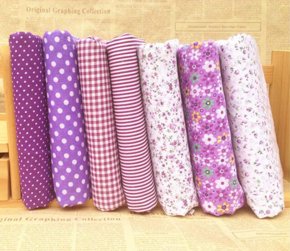28 Stück Stoffe zum Nähen,DIY Stoffreste Baumwolle,Baumwollstoff Patchwork Stoffpaket für Kleidung, Bettwäsche, Vorhänge, Puppen, Handtaschen (Pink+Lila+Blau+Orange, 50 * 50cm)