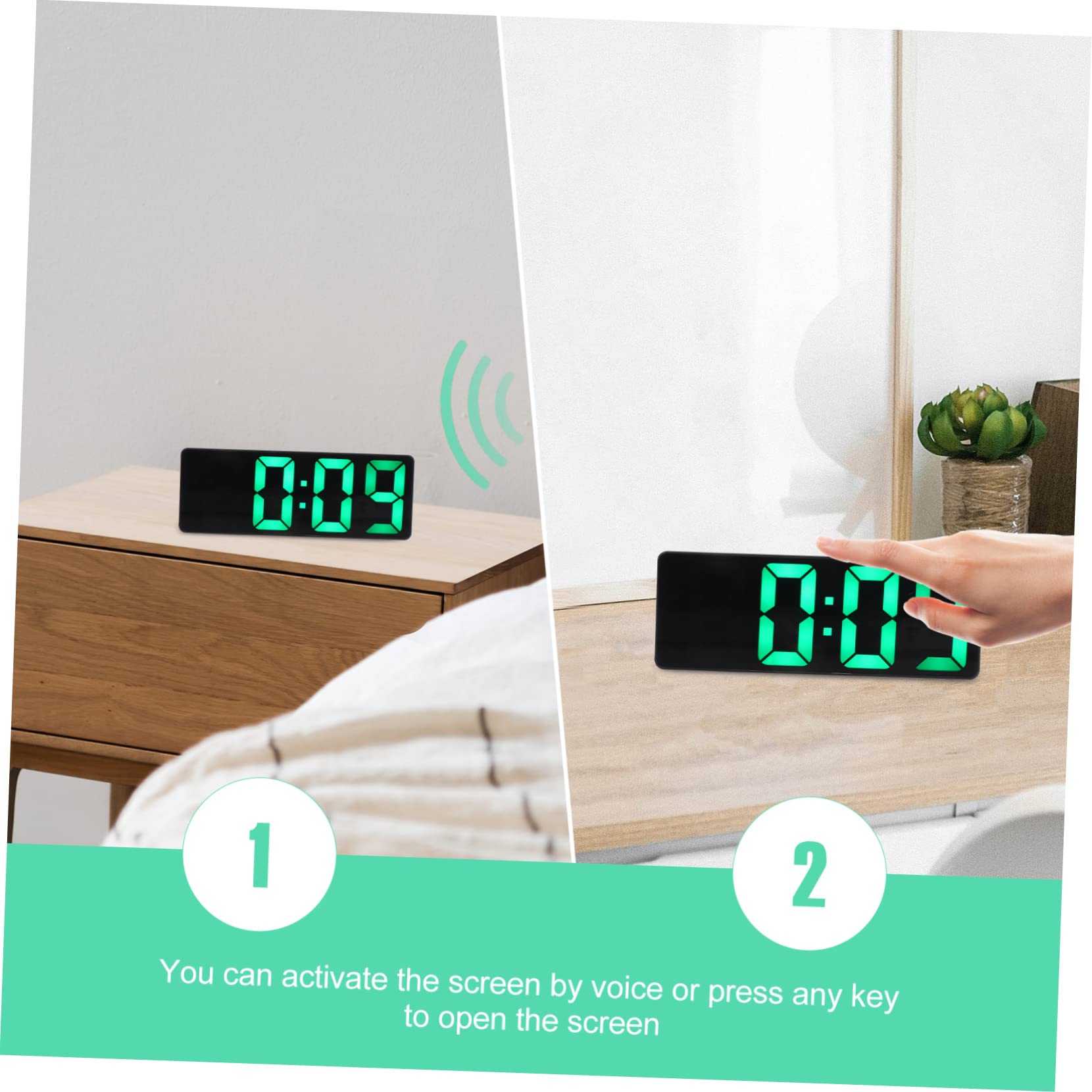 Cabilock 1 Set Alarm Clock LED Clock Desktop Clock Mirror Surface Clock Electric Clock Digital Display Clock