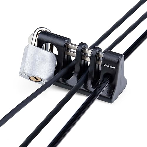Miniatura 6 de StarTech.com Bloqueo de anclaje de cable periférico, teclado seguro/ratón, trampa de cable con placa de metal, uso con cable de seguridad para