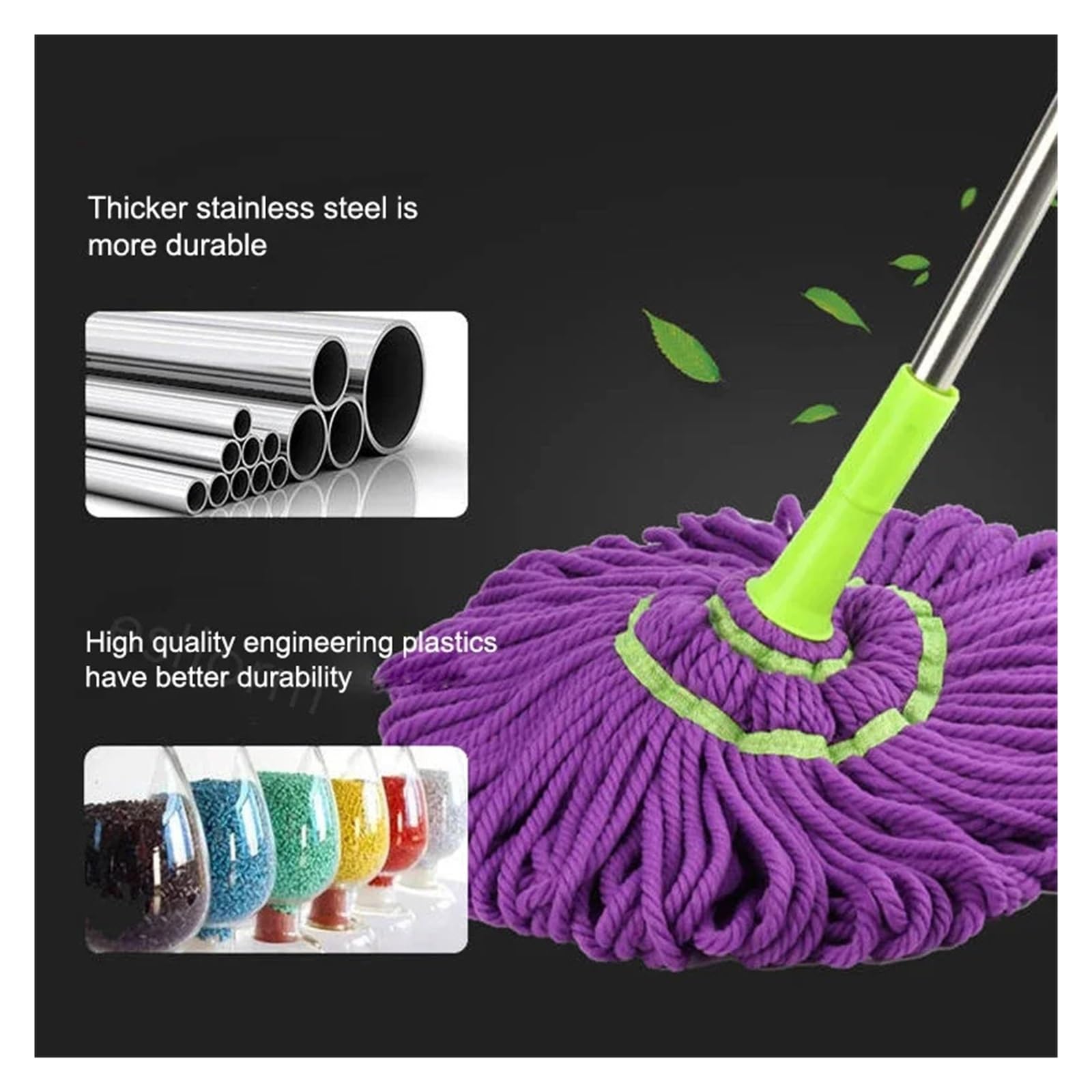 Trapeador giratorio autoexprimible de fácil manejo, trapeador de microfibra exprimido, cabezal de repuesto, trapeador seco y húmedo for limpieza de pisos de madera, azulejos y baldosas.(A mop head)