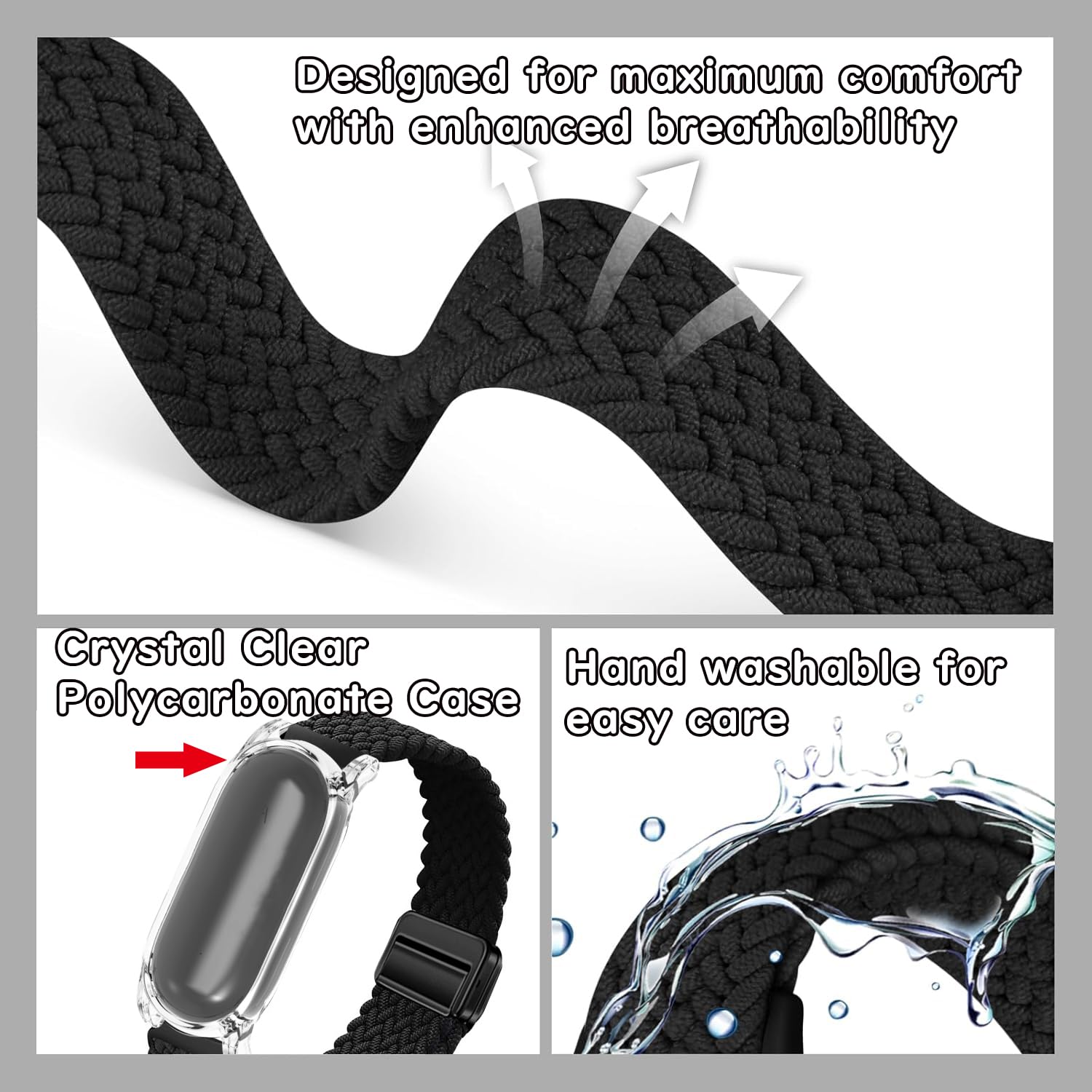 Braccialetto e fascia da collo 2 in 1 per registratore vocale AI di Plaud NotePin AI, custodia in PC ad alta trasparenza, cinturino magnetico traspirante in nylon e cinturino da collo regolabile, per