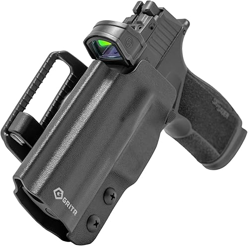 GRITR OWB Kydex Sig Sauer P365-XMACRO Open Carry Pistol Holster for Men & Women w/Optic Cut, Open Bottom, Adjustable Belt Loops, Fits Safariland