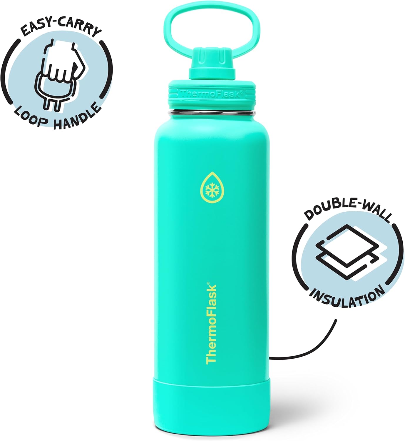 ThermoFlask 40 oz Double Wall Vacuum Insulated Stainless Steel Water Bottle with Spout Lid, Screamin' Green - Image 2