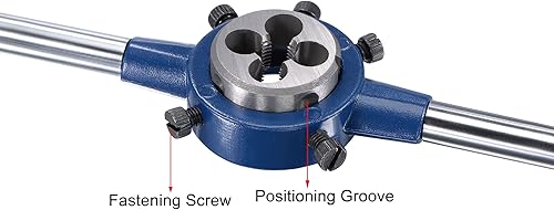 Vista 4 de uxcell 1/2-28 UNEF - Juego de llaves de rosca y troqueles con llave redonda de 1.496 in, llave de rosca de máquina de acero de alta velocidad