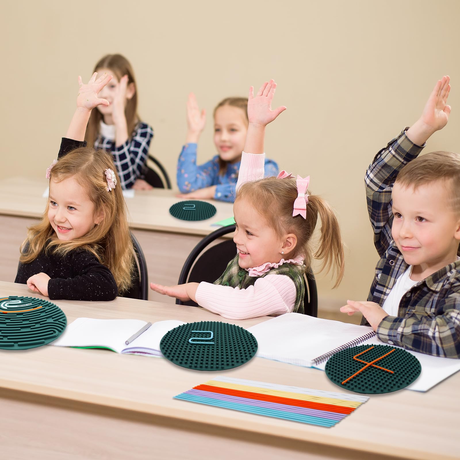 OMJMYY Sensory Activity Board karta aktywności sensorycznej, silikonowa karta sensoryczna Fidget z 20 strunami i torbą podróżną dla dzieci 3+ i dorosłych ADHD, autyzm, stres lękowy