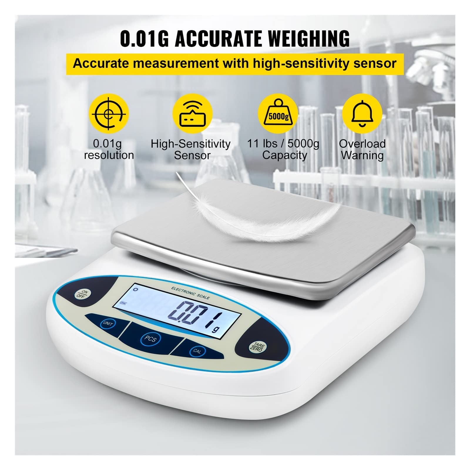 Waga kuchenna 5000g X 0,01g laboratoryjna waga analityczna z podświetlanym ekranem LCD waga cyfrowa Mini precyzyjna kieszonkowa elektroniczna
