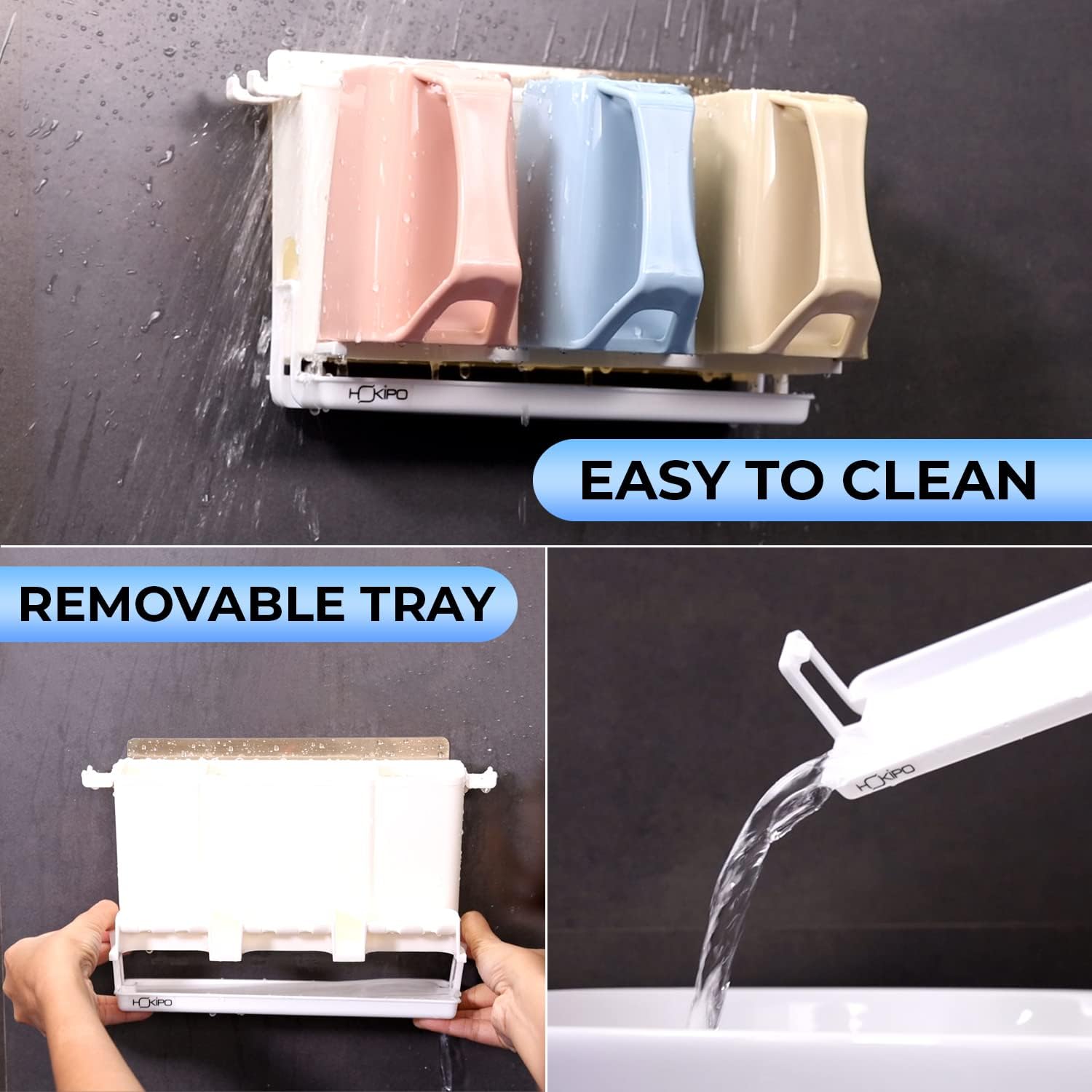 HOKIPO Magic Sticker Toothbrush Holder - No Drill! -6 HOKIPO Magic Sticker Toothbrush Holder - No Drill! -6