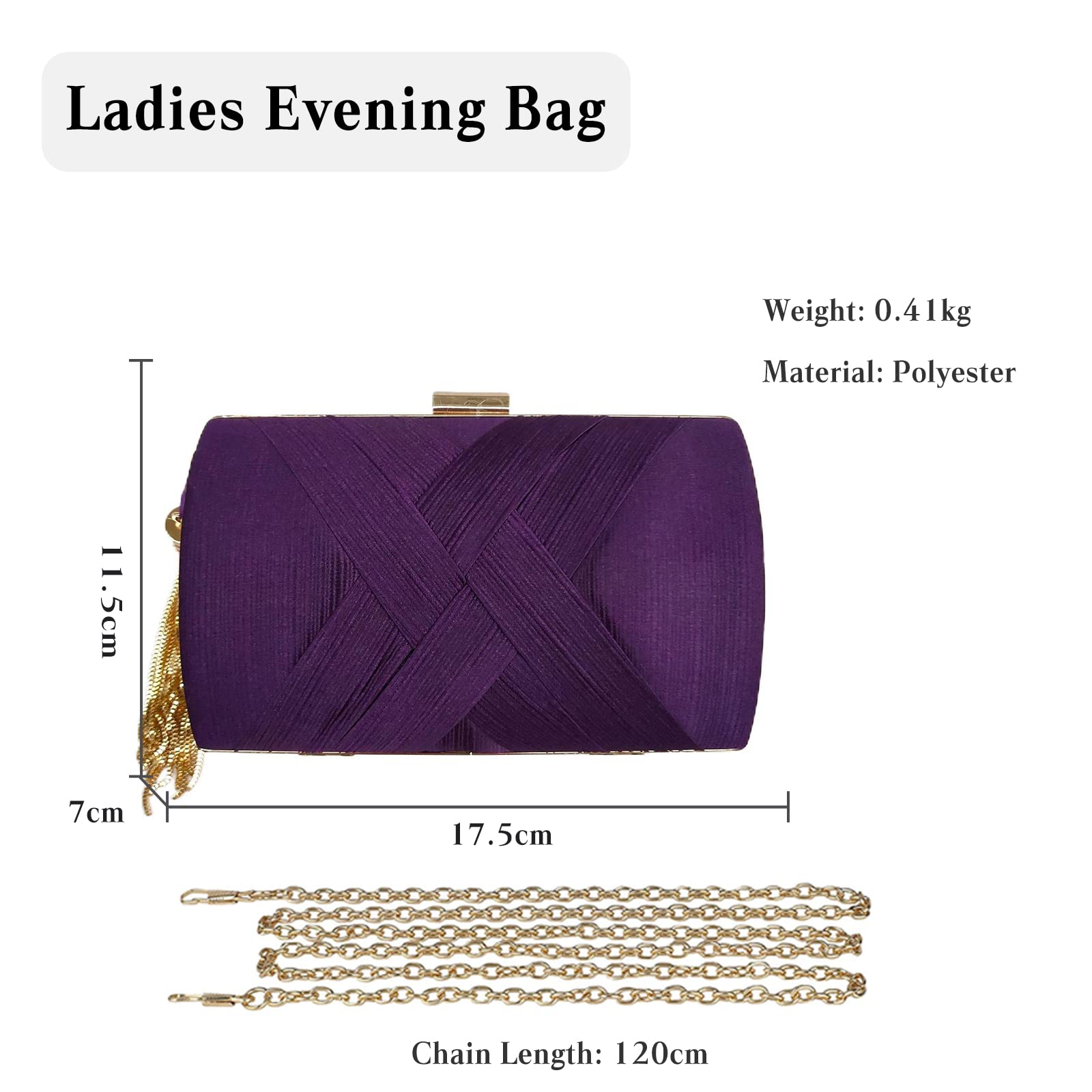 CORIOS Clutch Donna Borsetta da Sera Borsa a Spalla con Frange Pochette Piccolo con Catena Elegante Borse Messenger Cocktail Festa Cerimonia Ballo Borsa a Tracolla Viola