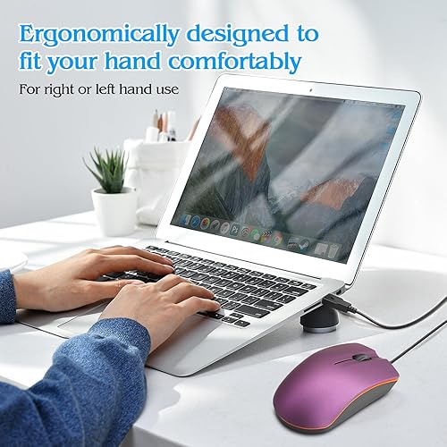 Miniatura 4 de Guiheng Ratón con cable, mouse USB con cable para mano derecha o izquierda, mouse ergonómico de computadora con clics duraderos para PC,