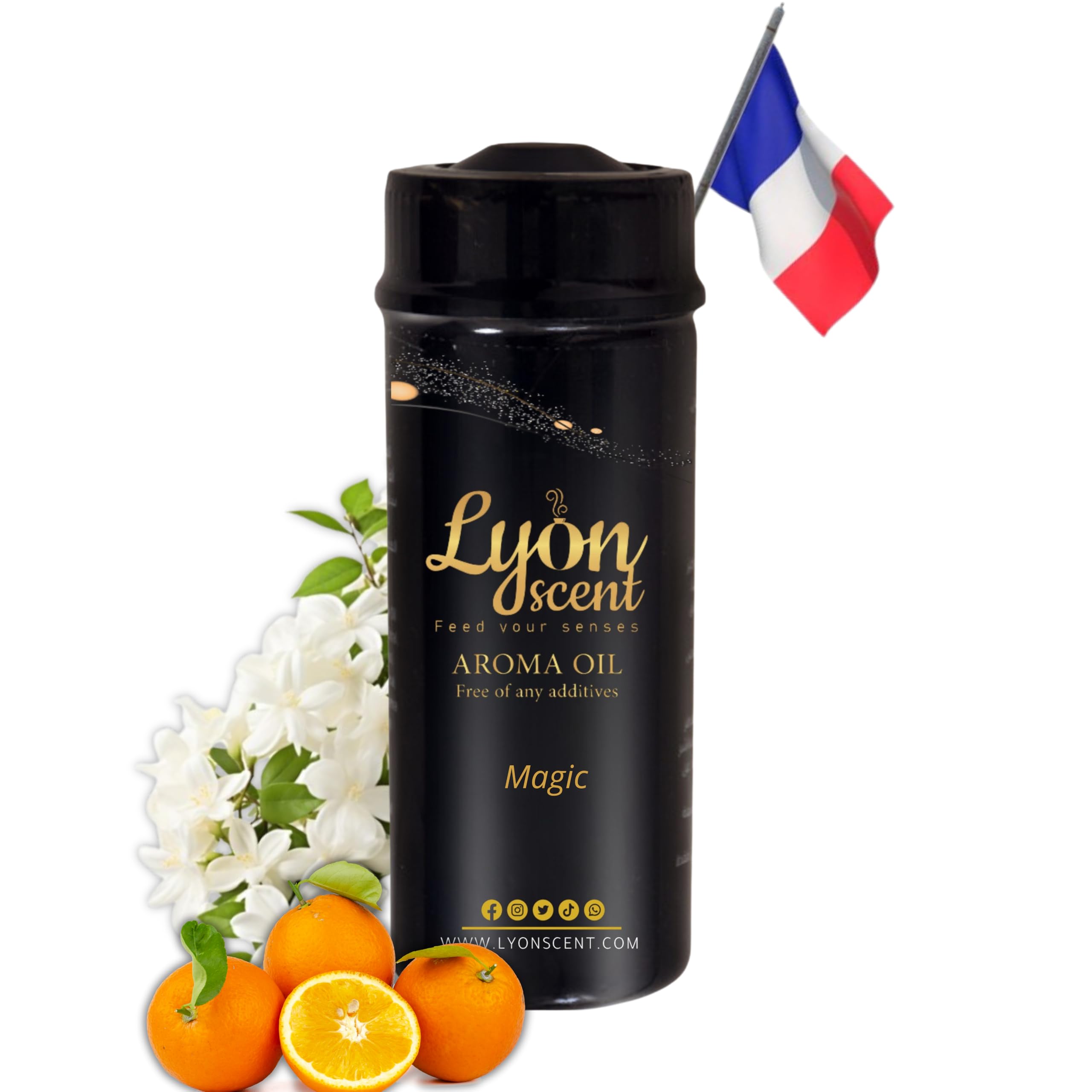 Lyon Scent Aroma Oil, (170ml, Magic) Captivates your senses with this alluring blend of citrus, florals, perfect for boosts mood, creates ambiance. Magic 170ml