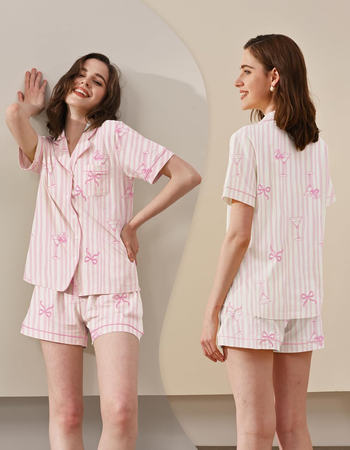 100% Cotton Pajamas for Women Sets 2 Pieces Pjs Button short sleeves with Pockets Soft Sleepwear Loungewear XS-XXL - Image 4