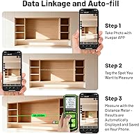 Vista 3 de Huepar Herramienta de medición láser verde de 330 pies con control de aplicación, medidor de distancia Bluetooth recargable de ± 1/16 pulgadas