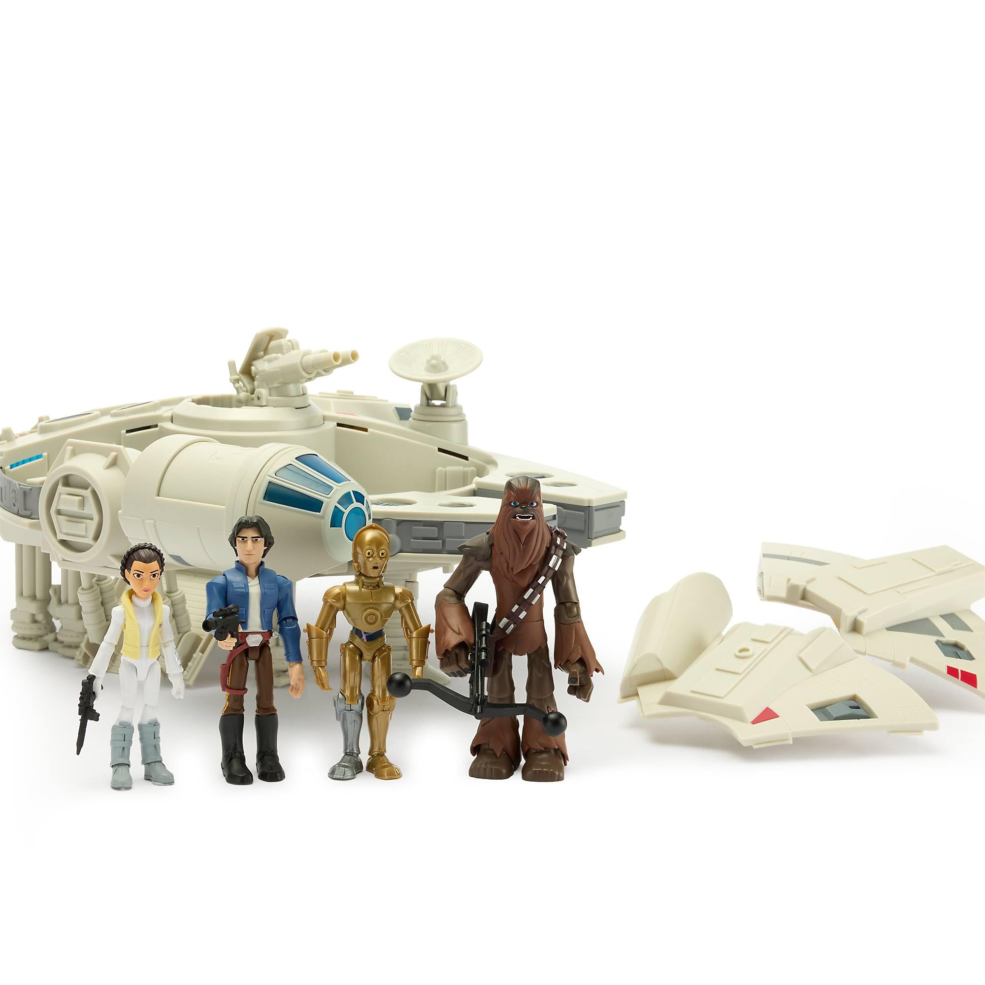 Disney Store Official Set da Gioco Millennium Falcon, Set con Astronave e Personaggi Star Wars: Han Solo, Leia Organa, Chewbacca, C‑3PO, 43 x 34 x 17 cm