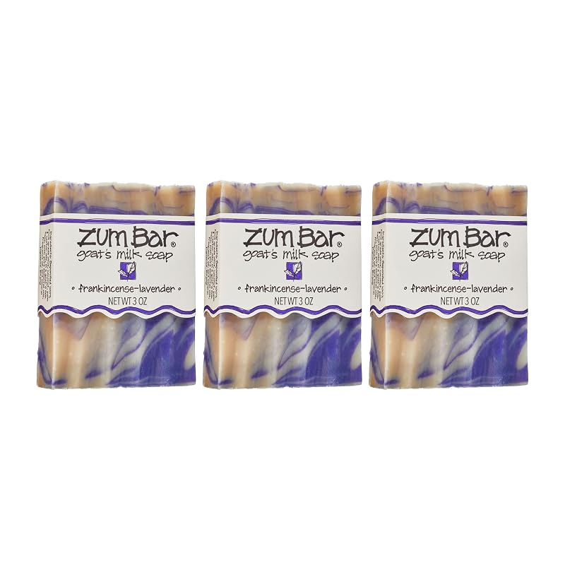 Sabonete em barra de leite de cabra Indigo Wild Zum Frankincense-Lavender, Pacote com 3
