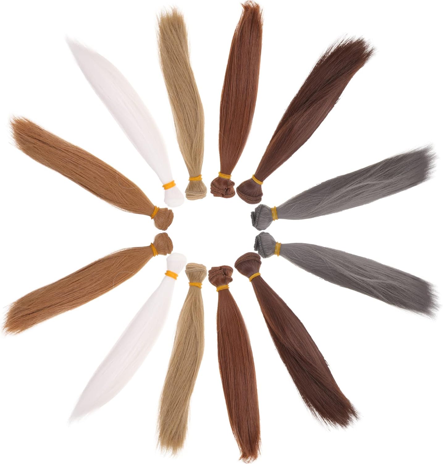 MAGICLULU 12pcs High-Temperature Doll Wigs Decorative Doll Hair Extensions with Straight and Wavy Styles for DIY Styling