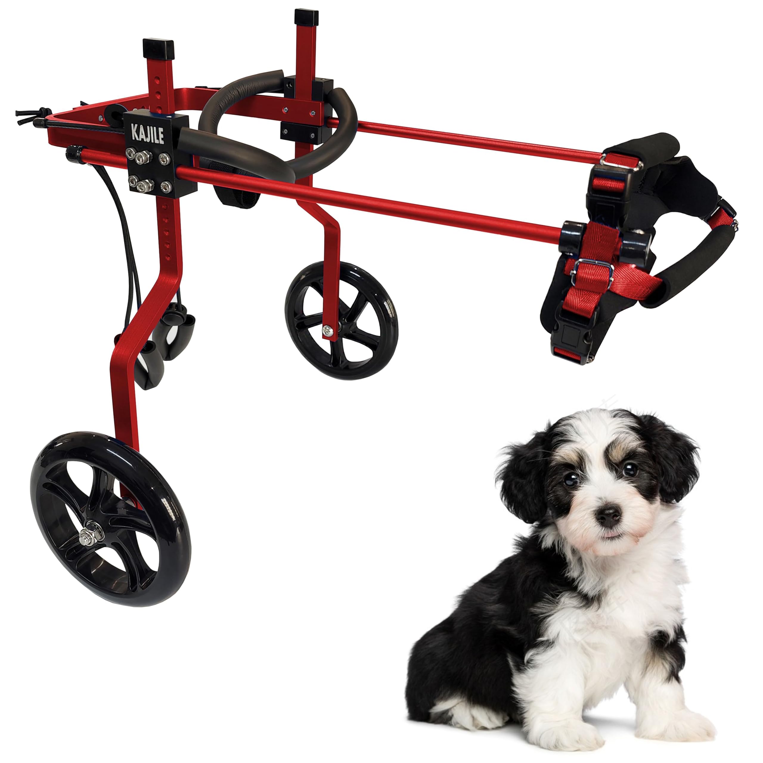 KAJILE Adjustable Dog Wheelchair,Pet Cart,Handicap Dog Weak Hind Legs Rehabilitation Training,Soft Harness,Easy Assemble,red,S-1 — image 1