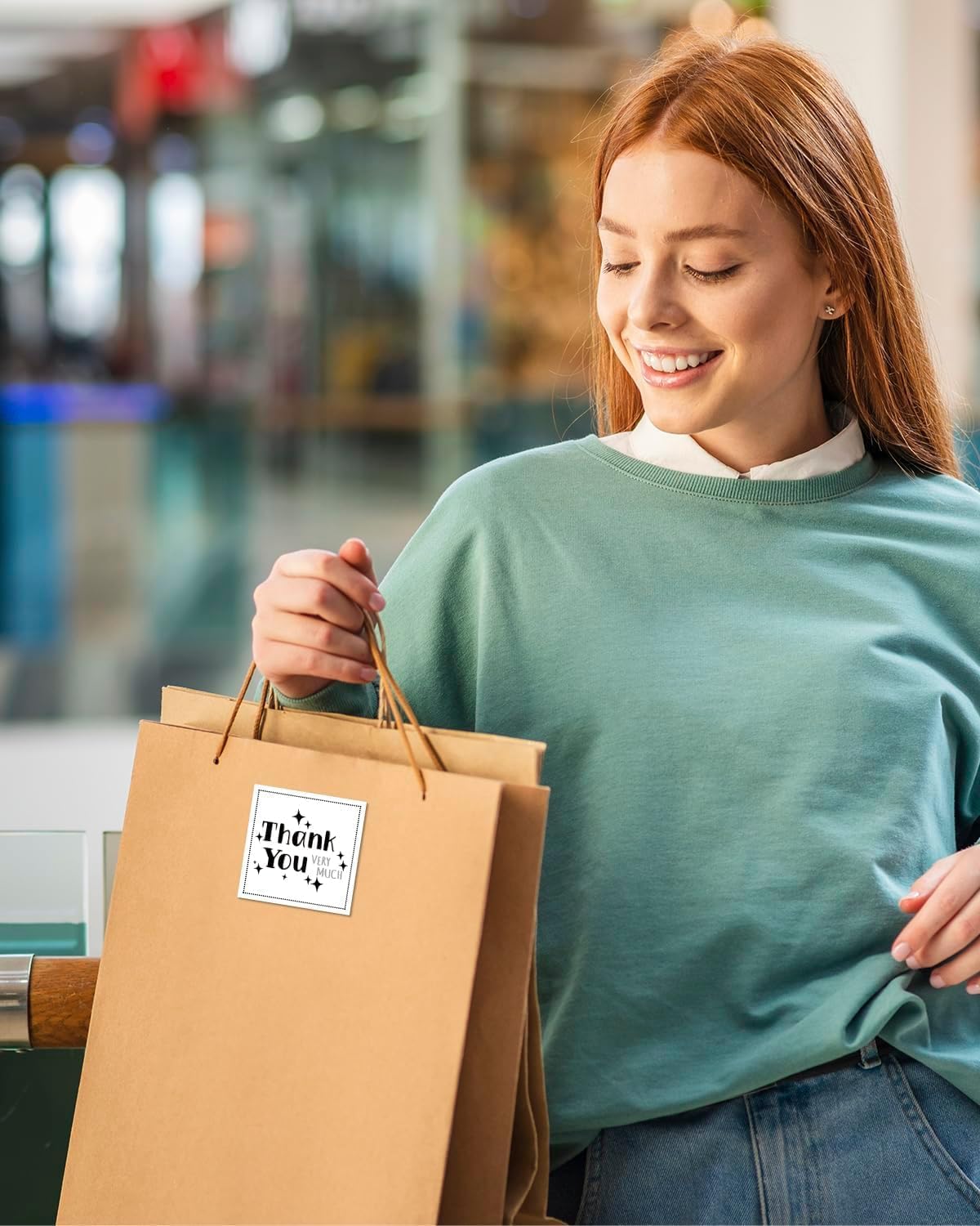 3x3 Thermal Labels 3 inch Square Thermal Sticker Labels with Perforation Line, 500 Sheets/1 Roll, White - Image 2