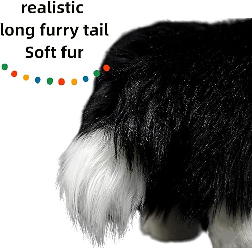 Miniatura 3 de FRANKIEZHOU Juguete realista de Border Collie de 11 pulgadas, perro realista, perro blanco y negro, juguete de peluche de animal simulado,