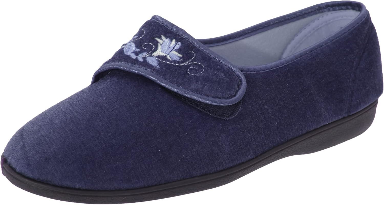 Sleepers Womens/Ladies Jolene Touch Fastening Embroidered Slippers (9 US) (Heather)