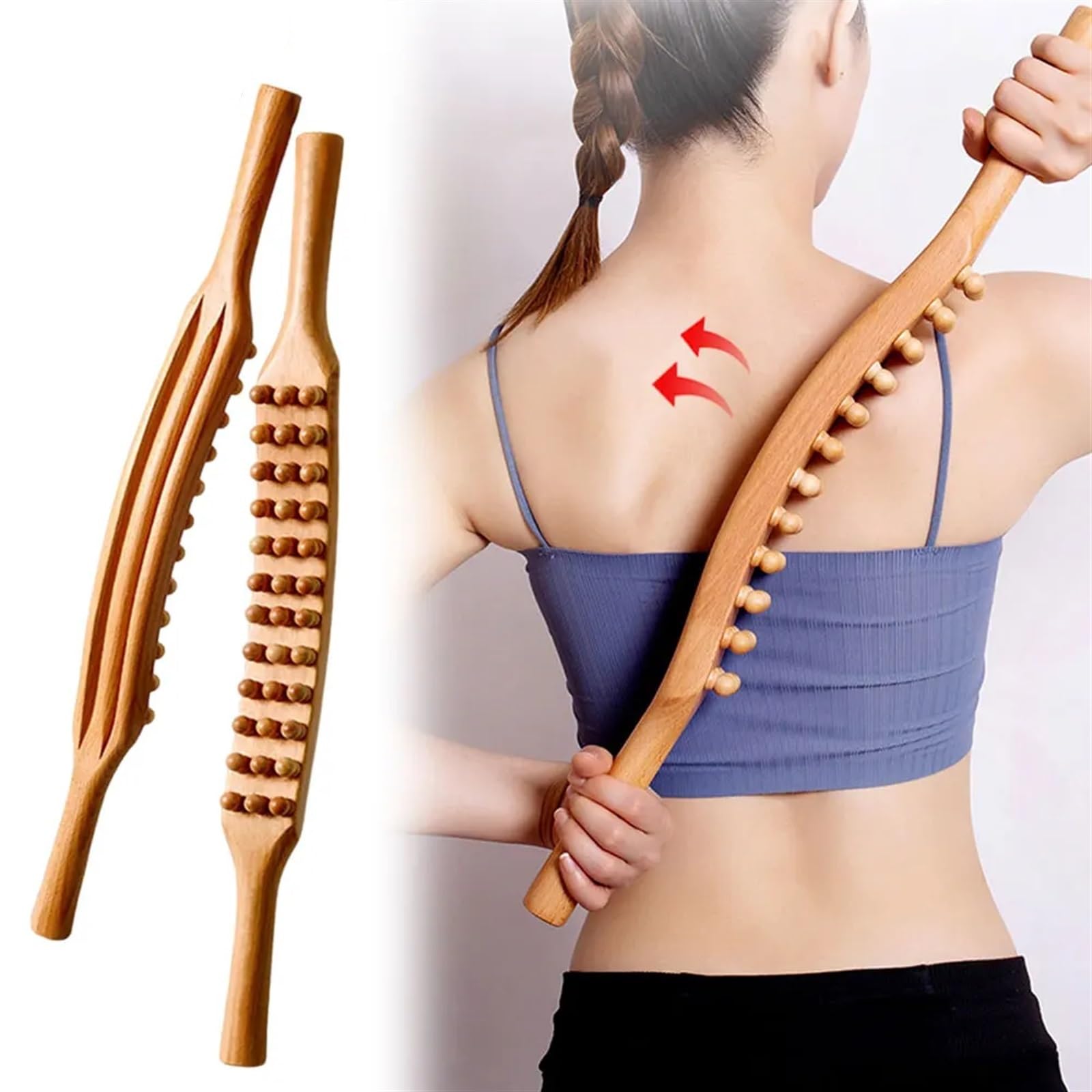 Cepillo Interdental Back Scratche Wooden Therapy Massage Tools 36 Beads Leg Body Massager Handheld Stick for Relieves Pain