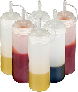 YIER Bouteilles à Condiments en Plastique Bouchées à l'huile Bouteille pressée à l'huile Cuisine Set en Plastique, 8 oz
