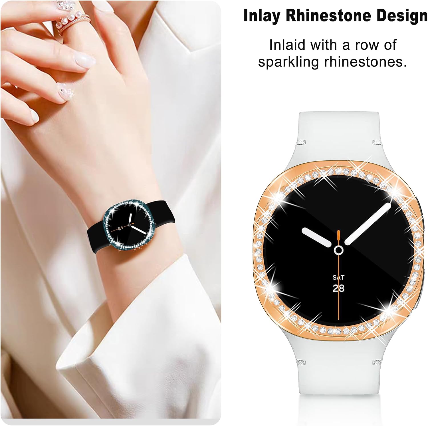 [10-Pack] Bling Watch Screen Protector for Samsung Galaxy Watch8 40mm, Glitter Protection Cases TPU Soft Cover with Sparkly Rhinestones for Galaxy Watch8 40MM(SM-L320)