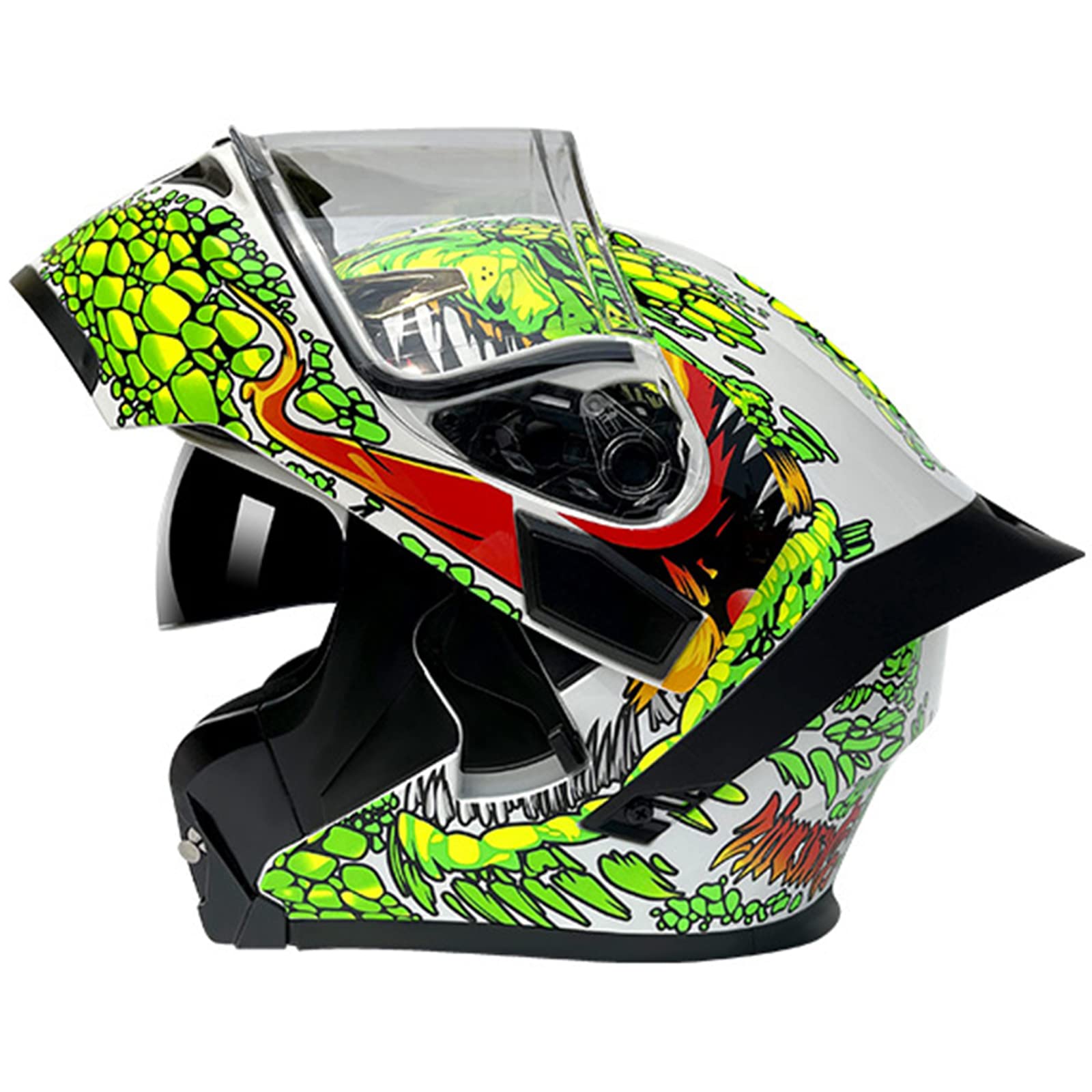 Casco Modulare Moto Apribile Anteriore - Doppia Visiera, Leggero, DOT/ECE - Verde Taglia L