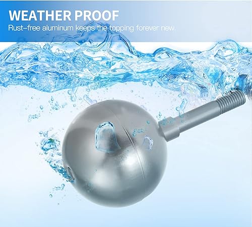 Miniatura 5 de Anley Auténtico adorno de bola de asta de bandera de 3 pulgadas, acabado de aluminio anodizado plateado, reemplazo superior resistente a la