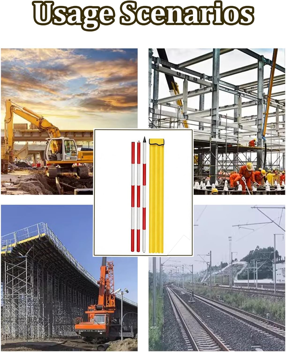 Pomiar na miejscu, aluminiowy słup geodezyjny do tyczenia konstrukcji(A,118.11 inch/300 cm)