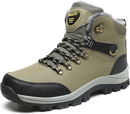 Waterproof Snow Boots for Men Warm Fur Lined Winter Boots Outdoor Anti-slip Hiking Boots Camping Backpacking Shoes