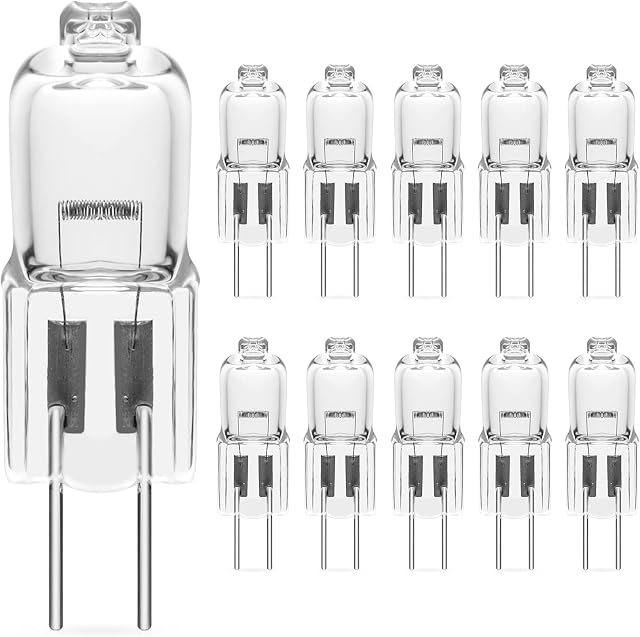 10Pack G4 Halogen Bulbs 20W 12V Halogen Light Bulbs, 2 Pin Clear Capsule Lamp Bulb, 2800K Warm White Dimmable, 280LM G4 Bulbs for Kitchens, Living Rooms and Bedrooms