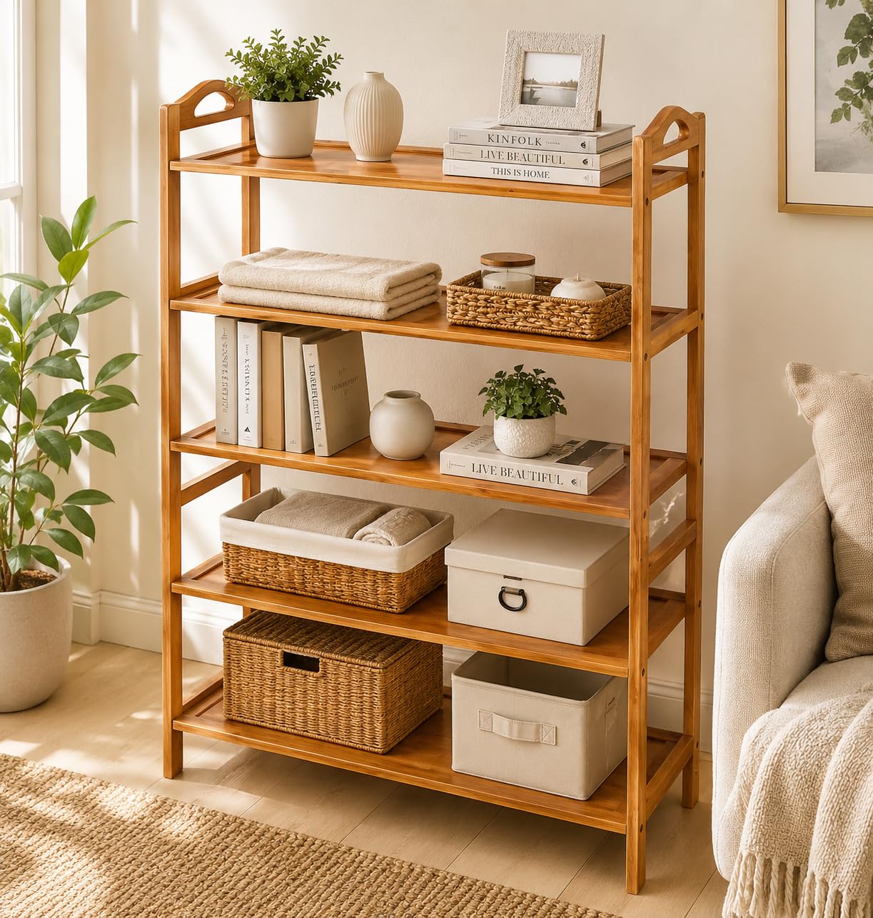 STORIA 5 Tier Wooden Shoe Rack for Home | Space Saving Shoe Organizer Stand | Multipurpose Footwear Storage Shelf for Entryway, Bedroom & Living Room-image-25