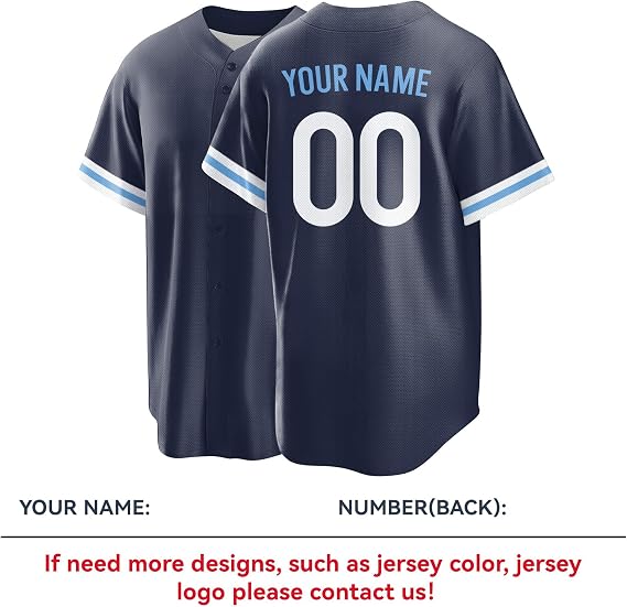 Custom Baseball Jersey for Men Women Personalized Baseball Shirts The Name Number and Logo for Sports Fans Navy