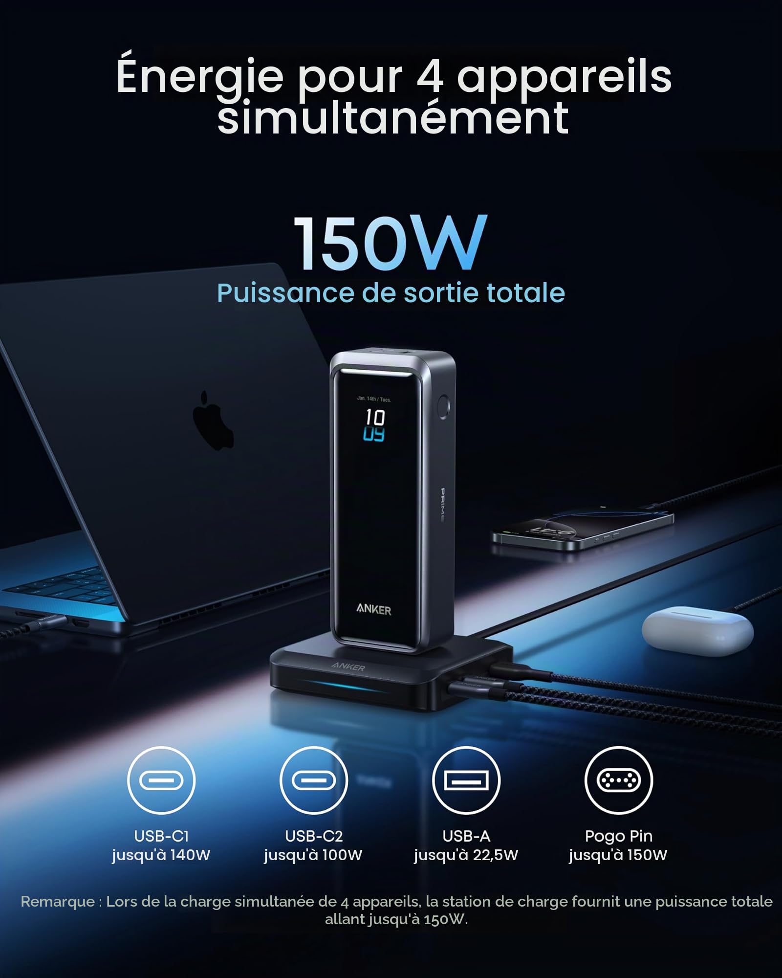 Anker Prime Batterie Externe 26250 mAh et Anker Station de Charge 150W pour Batterie Externe