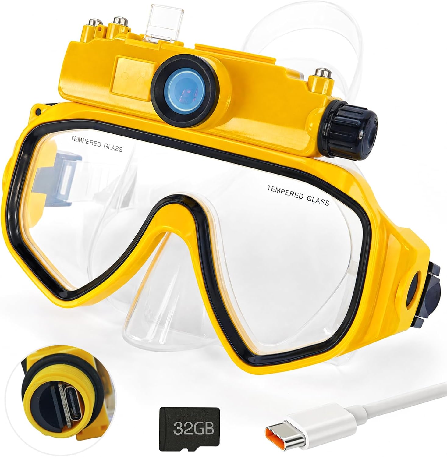 Diving Mask with 2K Camera, Adult Scuba Dive Mask for Snorkeling