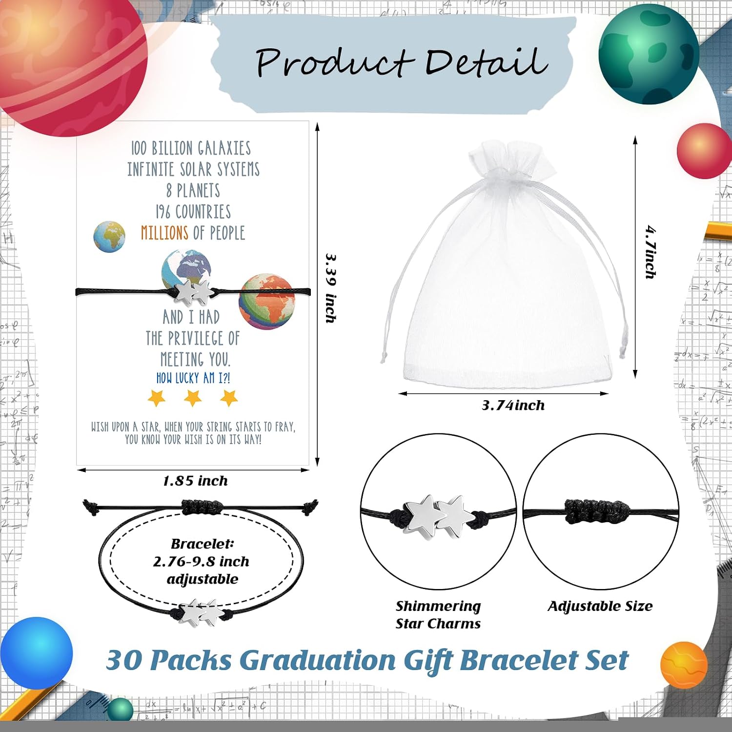 30 Set Gift Bulk Bracelet Set Include Friendship Bracelets, Inspirational Cards and Bags, Exchange Gift for Summer