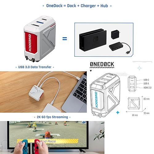 Vista 5 de PLENBO G-case Family Accessories Kit Set for Nintendo Switch OLED-7 Items Protective Charging Case, TV Dock Station, Bluetooth Adapter, Black