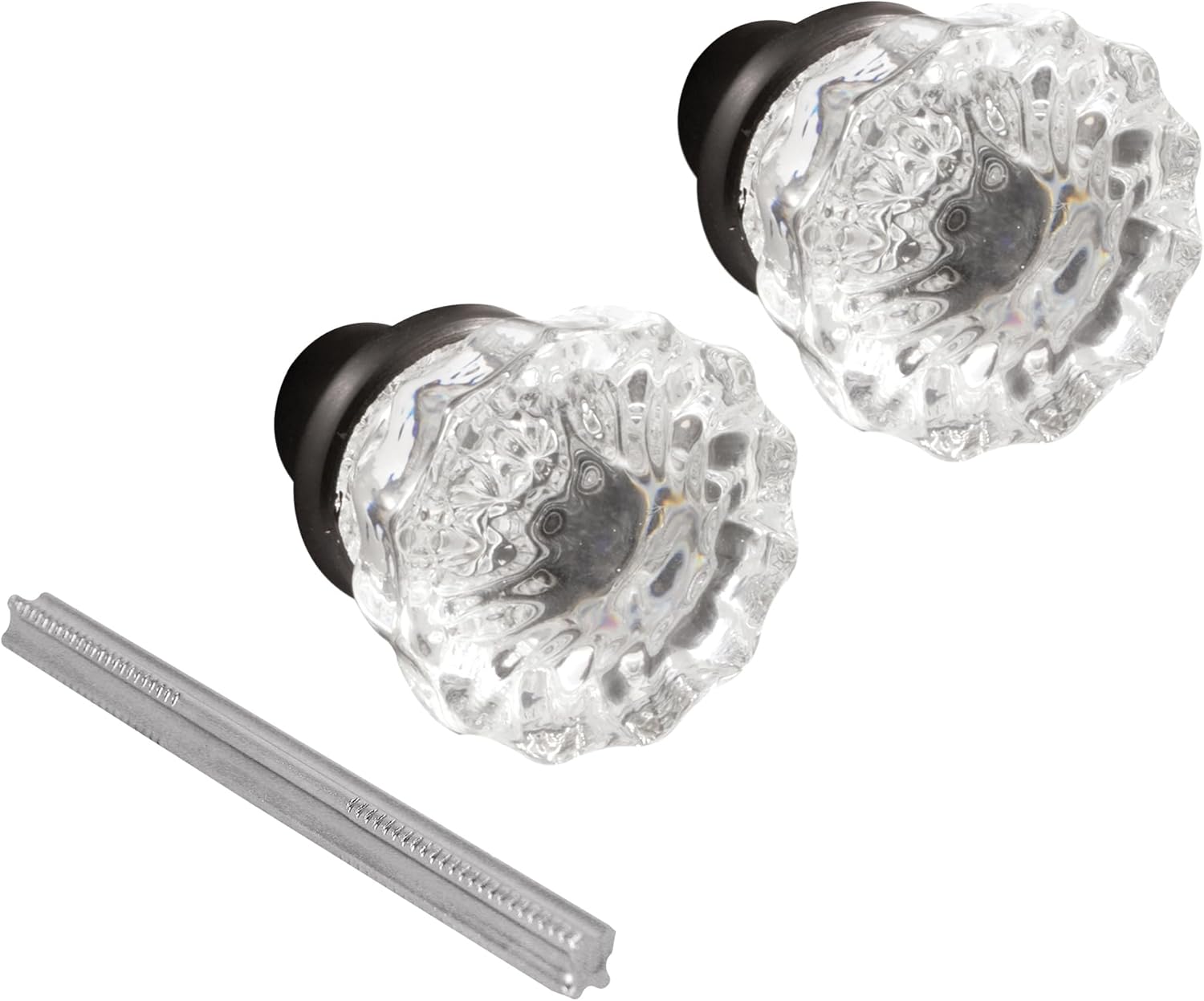 Prime-Line E 28317 Mortise Style Fluted Glass Door Knobs - Perfect for Replacing Broken Antique Lock Sets on Interior Doors