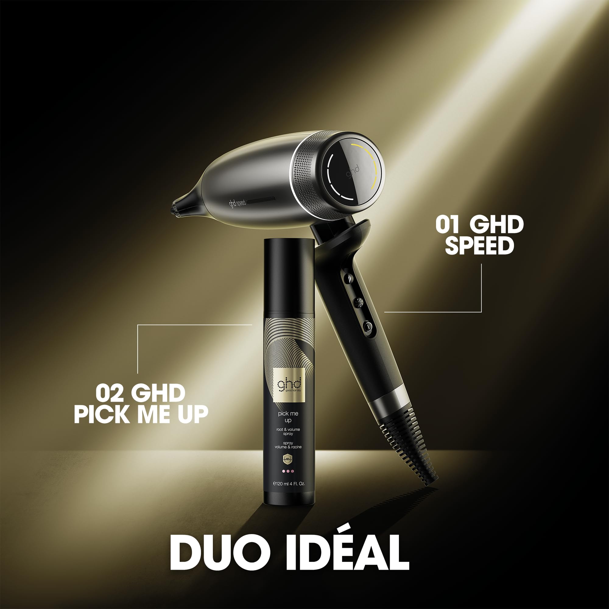 ghd - Sèche-cheveux ghd Speed - Seche cheveux professionnel - Ultra-rapide, séchage puissant avec contrôle, sans dommage thermique, frais en racine/au toucher - Recommandé par les coiffeurs
