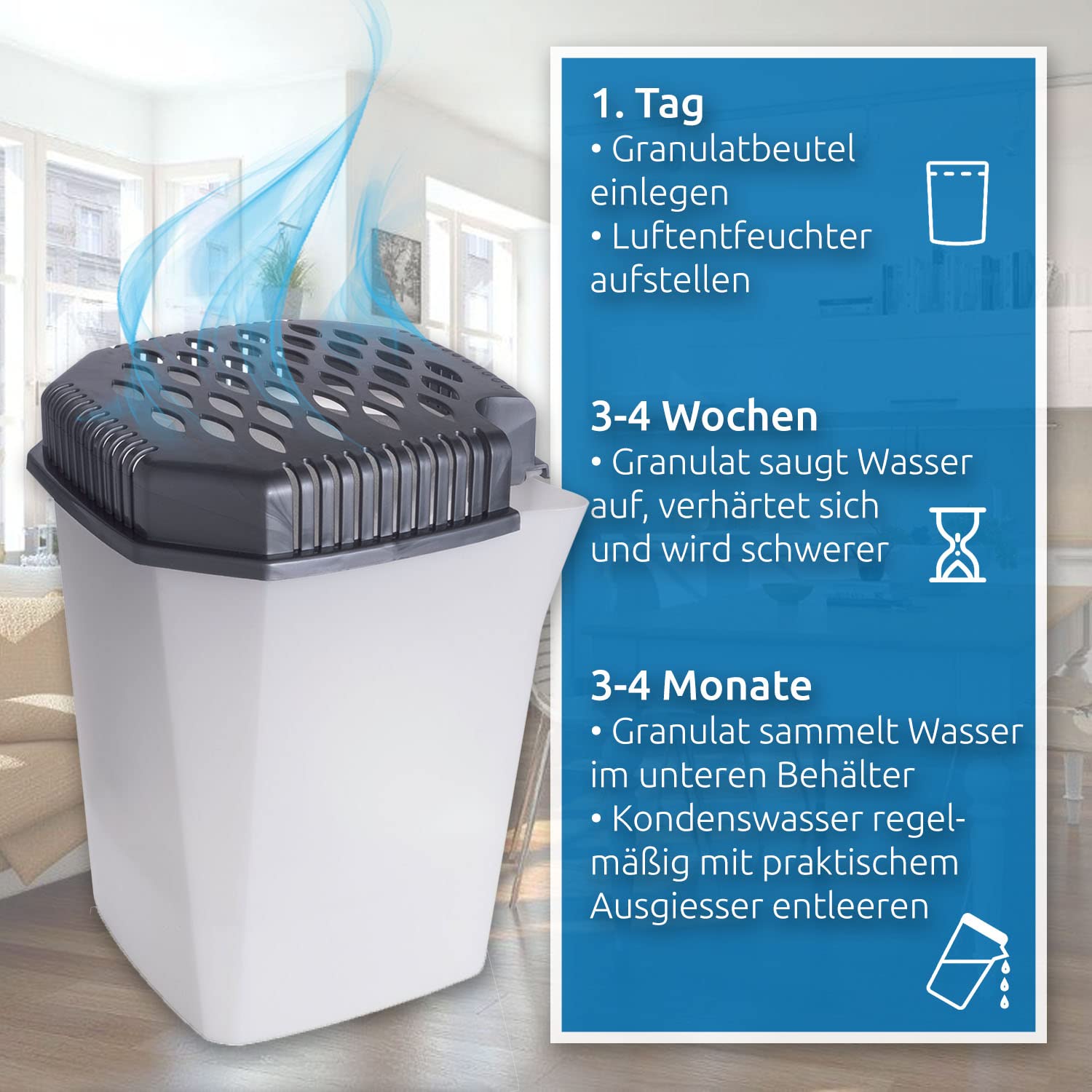 TOYZFRIENDY 4er Set Feuchtigkeitsabsorber Boxen - Wiederverwendbare Luftentfeuchter Für Schrank & Schuhschrank