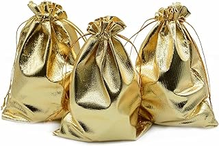 Pack of 100 5"x 7" Heavy Duty Gold Drawstring Organza Jewelry Pouches Wedding Party Christmas Favor Gift Candy Chocolate Bags (Gold, 5"x 7")