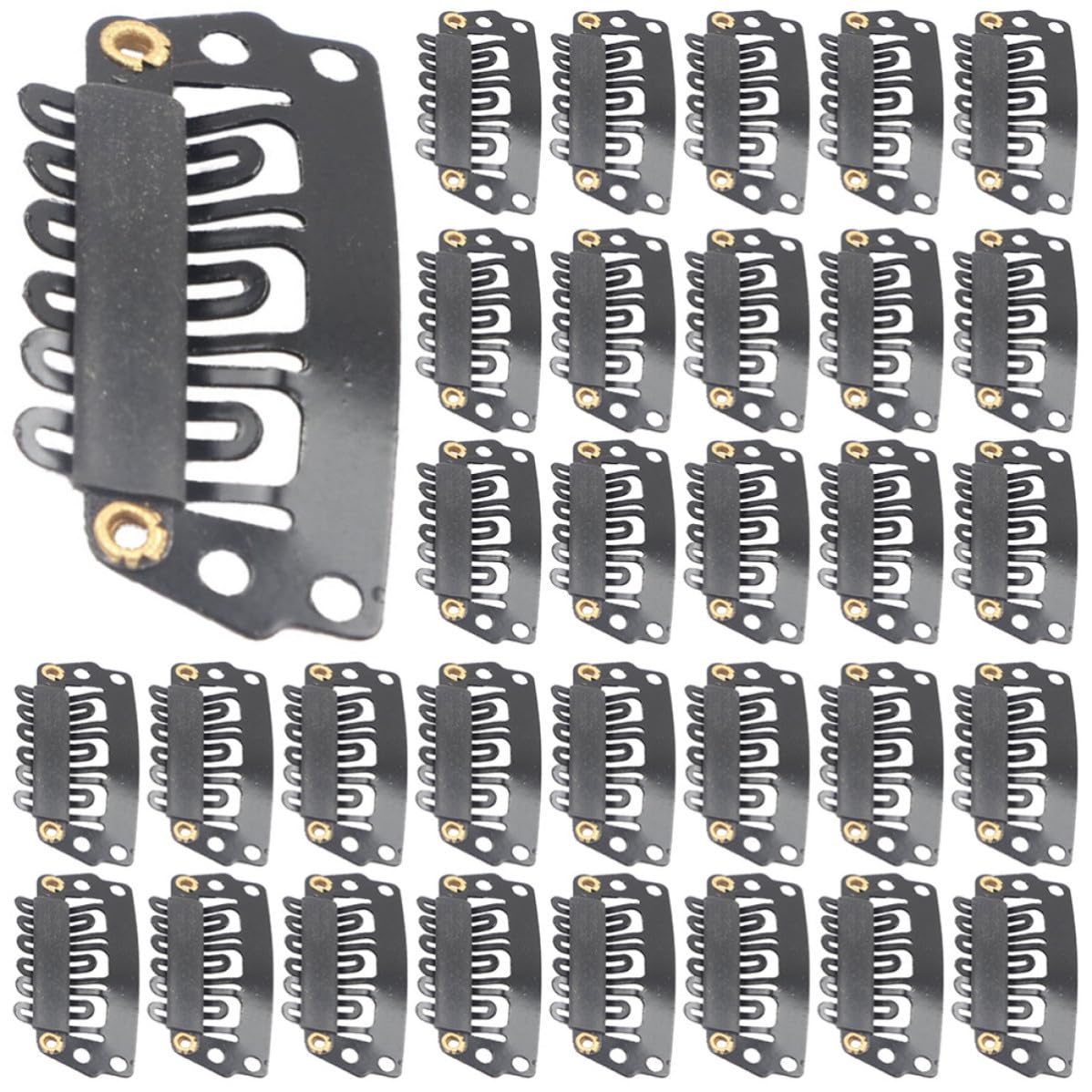 100pcs Hair Extension Clips for Wigs, Black Medium Carbon Steel Snap